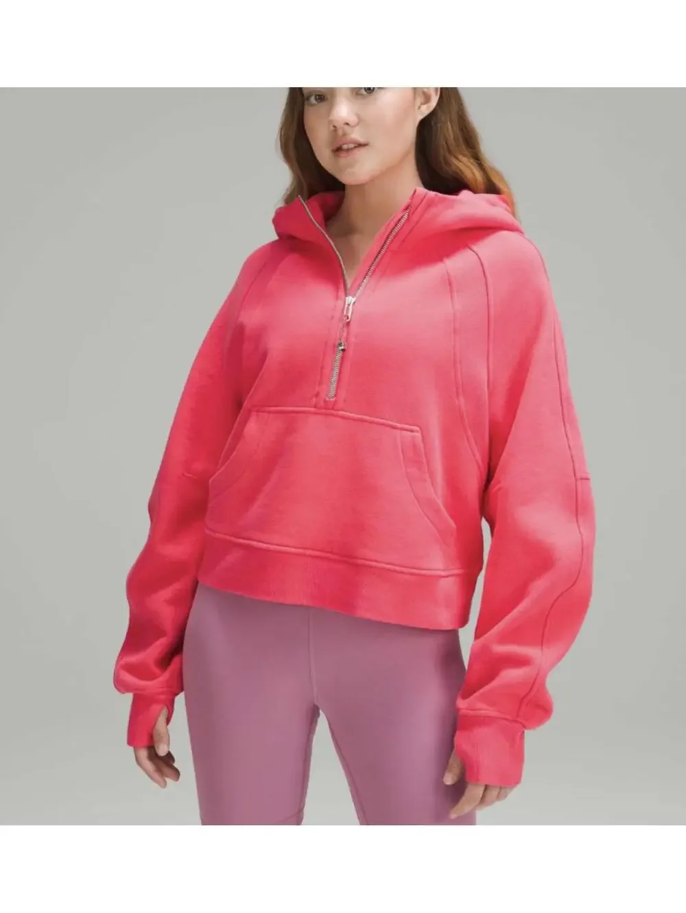 Lululemon Scuba Oversized Half Zip Hoodie Lip Gloss Pink M/L